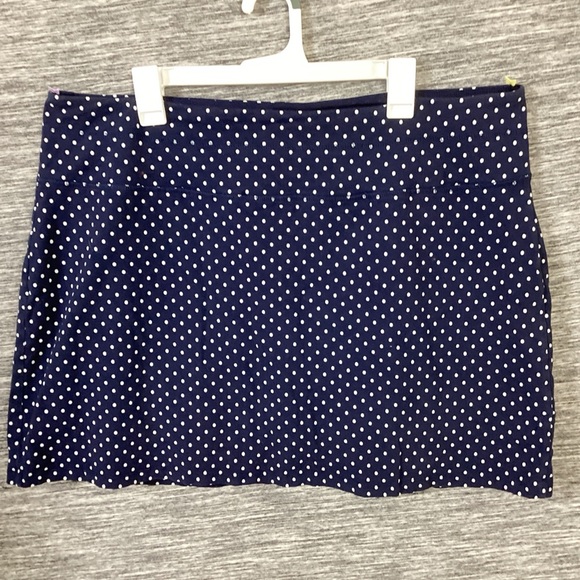 Kim Rogers Women’s NavyBlue White Polka Dot Aline Mini Skirt Shorts Lining Skort - Picture 1 of 4